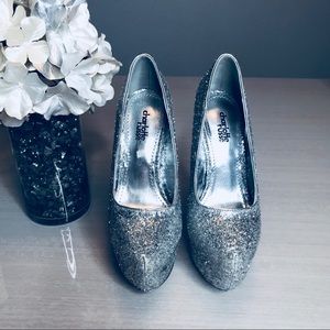 Charlotte Russe Silver Tinsel heels